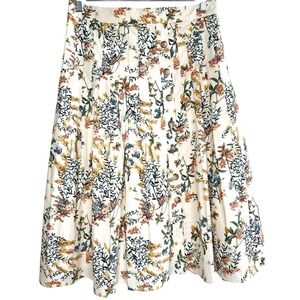 Antonio Melani Floral Pleated Midi Skirt Women's 6 Button Front Lined A-Line